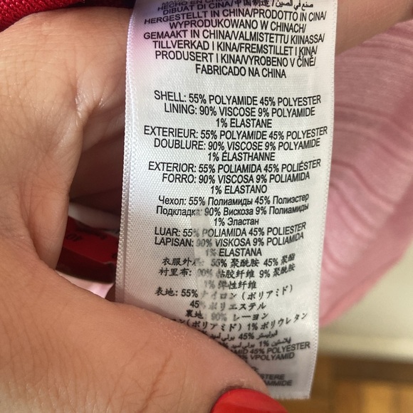 Herve Ledger Pink & Red Layered Sheer Ribbed Bandage Bodycon Tight Dress Small - Picture 7 of 9